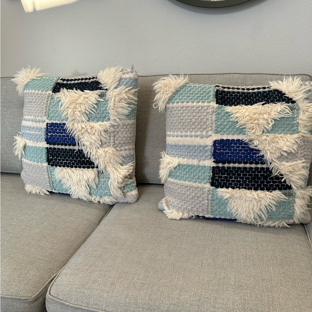 West Elm 20" x 20" boho look zippered pillow covers set of 2